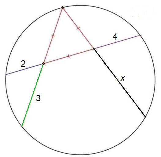 Math puzzle: Find the length x. The diagram isn't to scale