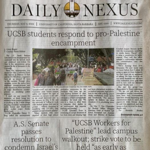 UCSB pro-Palestine encampment in its second week
