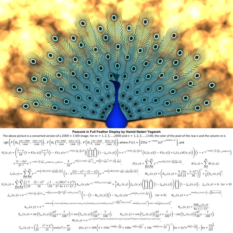 A peacock created with math equations
