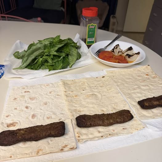 Kabob wraps, being assembled