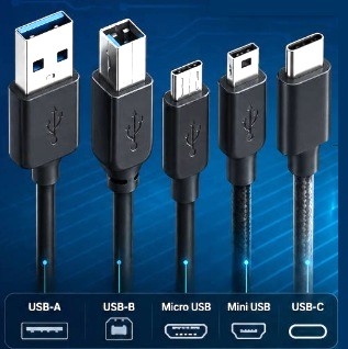 Five different USB connectors and their histories