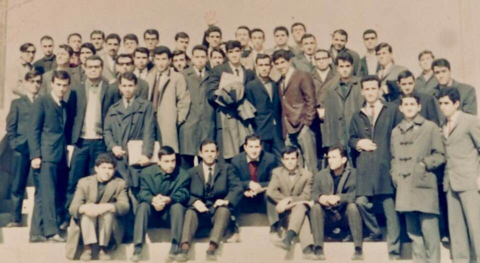 Group photo 1 from mid-1967, showing many members of the class of 1968, Fanni College's Electromechanical Division, University of Tehran