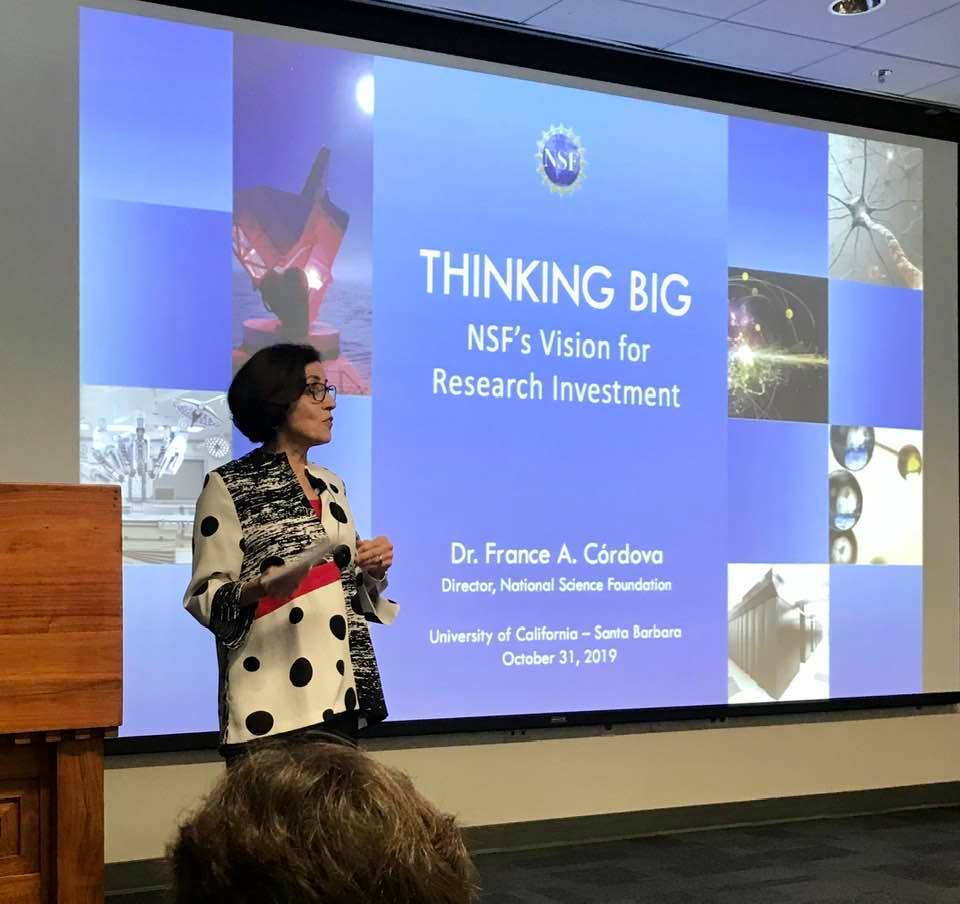 NSF Director, France A. Cardova, spoke at UCSB today